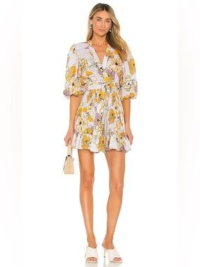 Alexis Purple Orange Floral Print Pasina Mini Dress